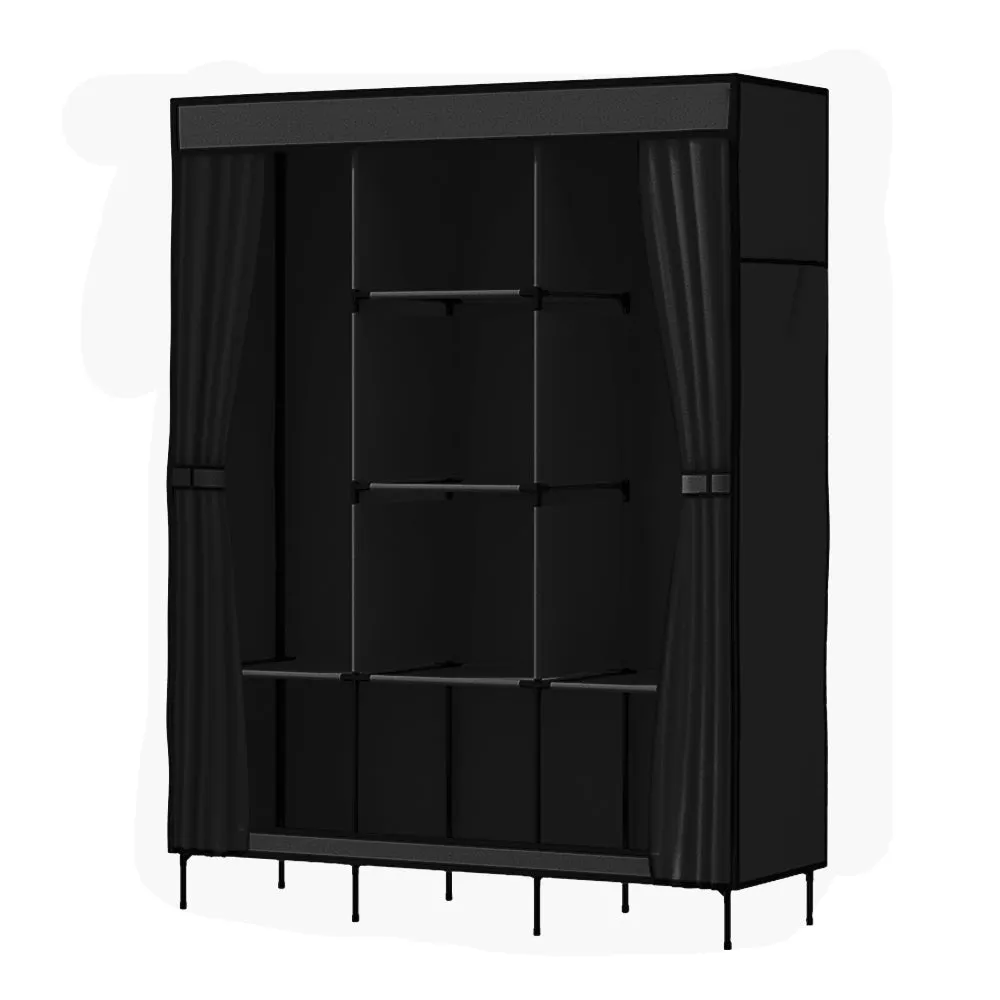 Large Portable Fabric Clothes Closet Wardrobe Black - Artiss