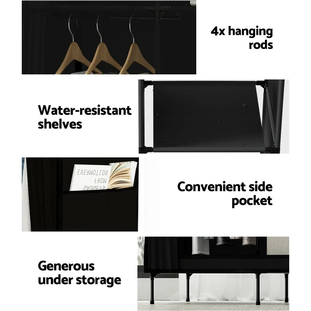 Large Portable Fabric Clothes Closet Wardrobe Black - Artiss