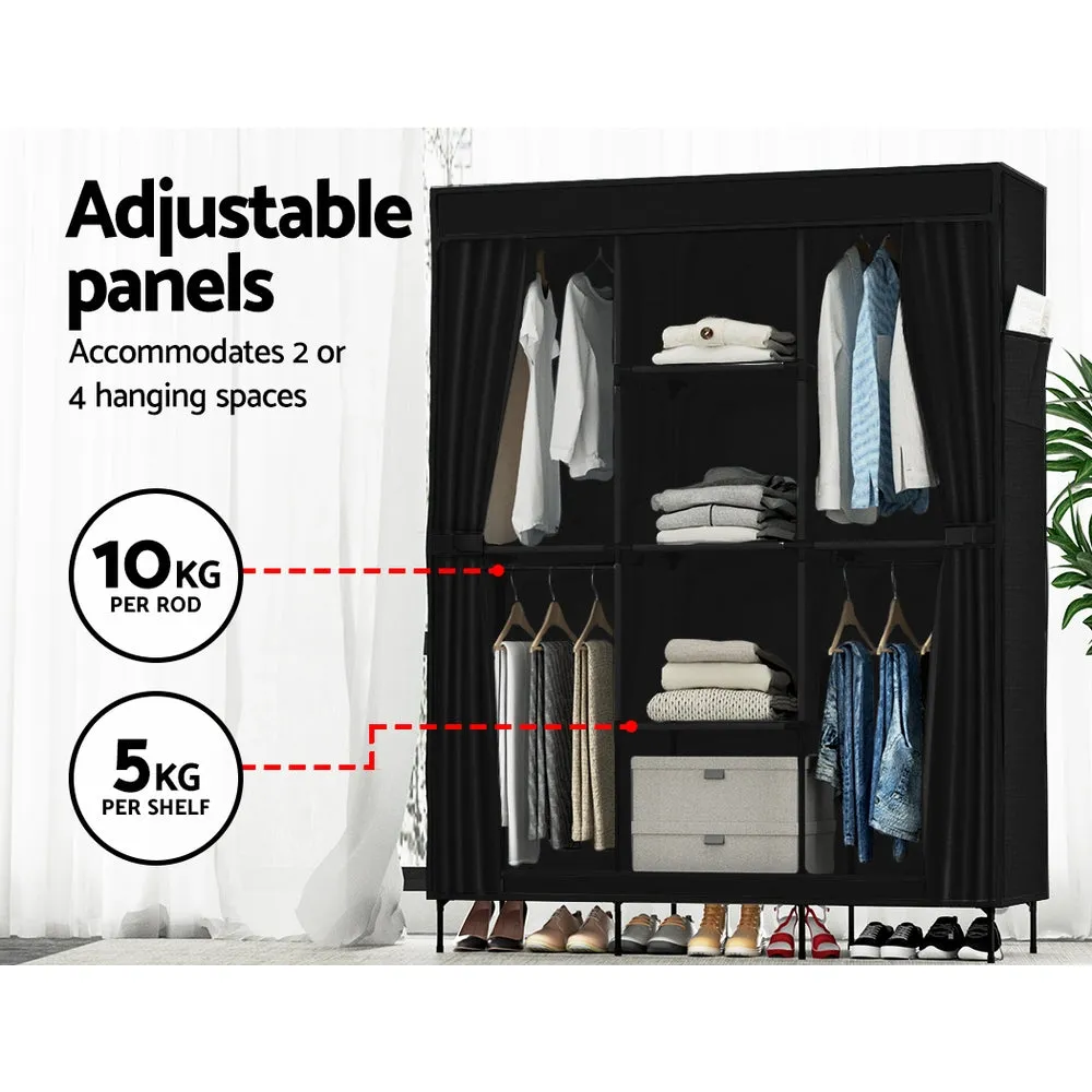 Large Portable Fabric Clothes Closet Wardrobe Black - Artiss