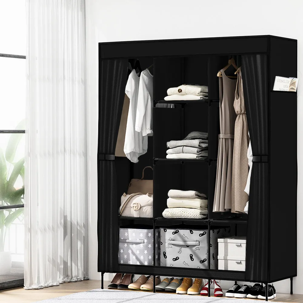 Large Portable Fabric Clothes Closet Wardrobe Black - Artiss