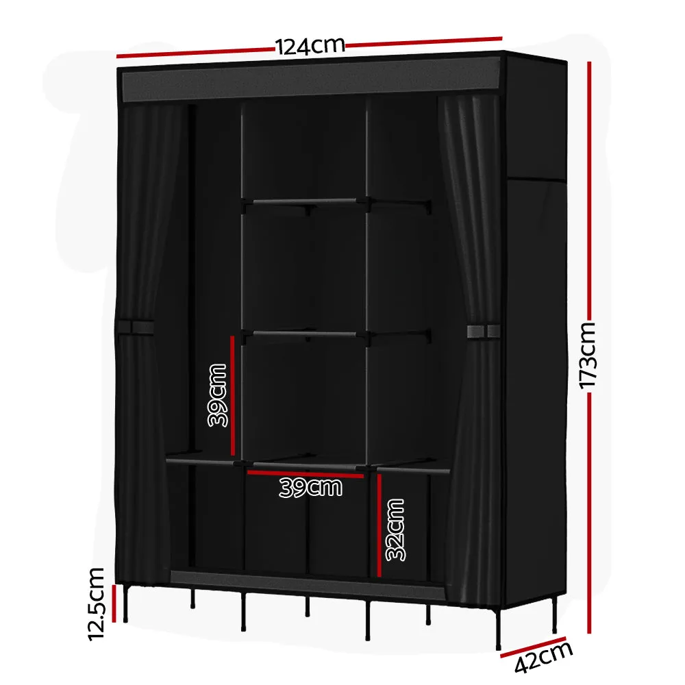 Large Portable Fabric Clothes Closet Wardrobe Black - Artiss