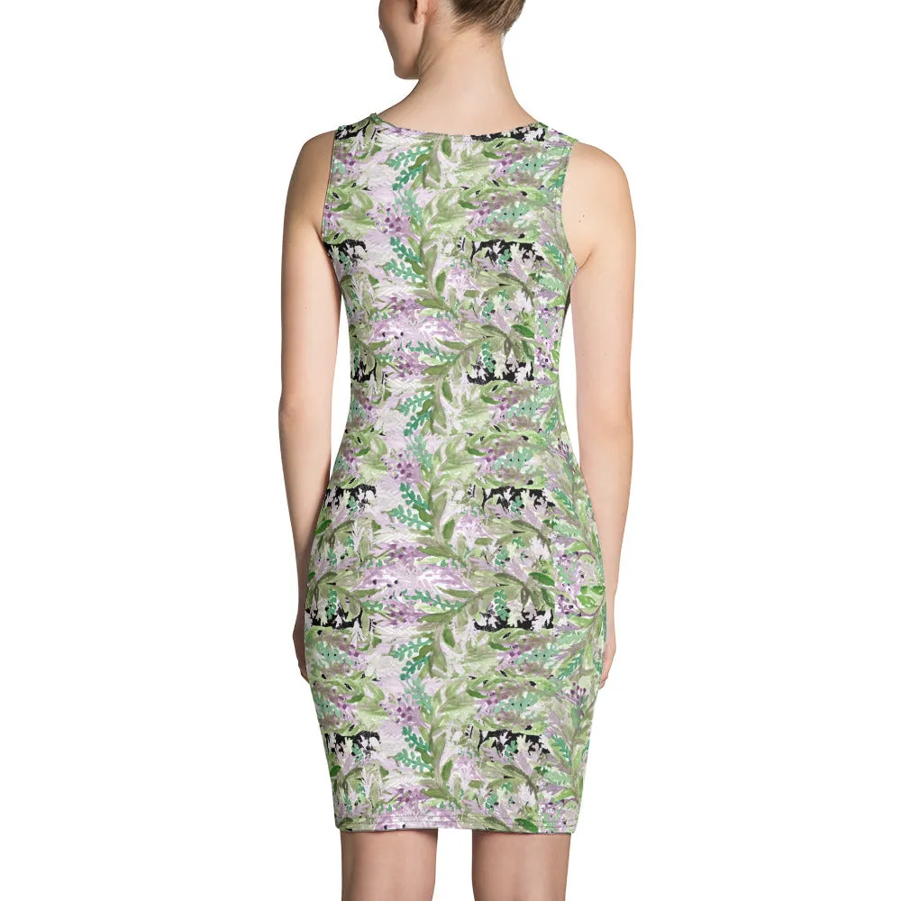 Lavender Floral Print Women's Dress, 1 Piece Flower Print Sleeveless Dress-Made in USA/EU