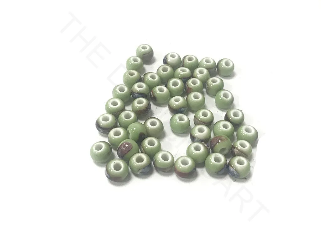 Light Green Circular Ceramic Beads