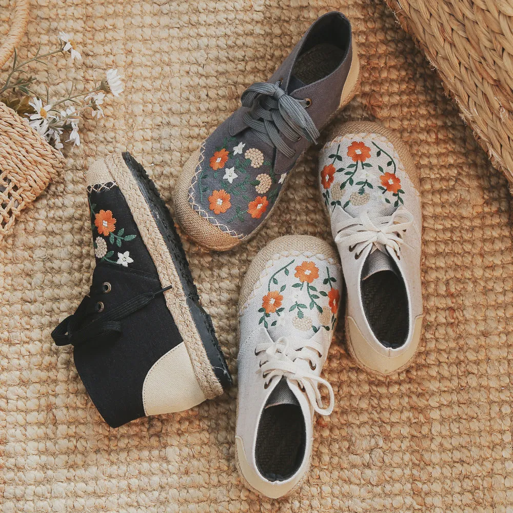 Linen Ethnic Style Middle Top Stitching Canvas Shoes