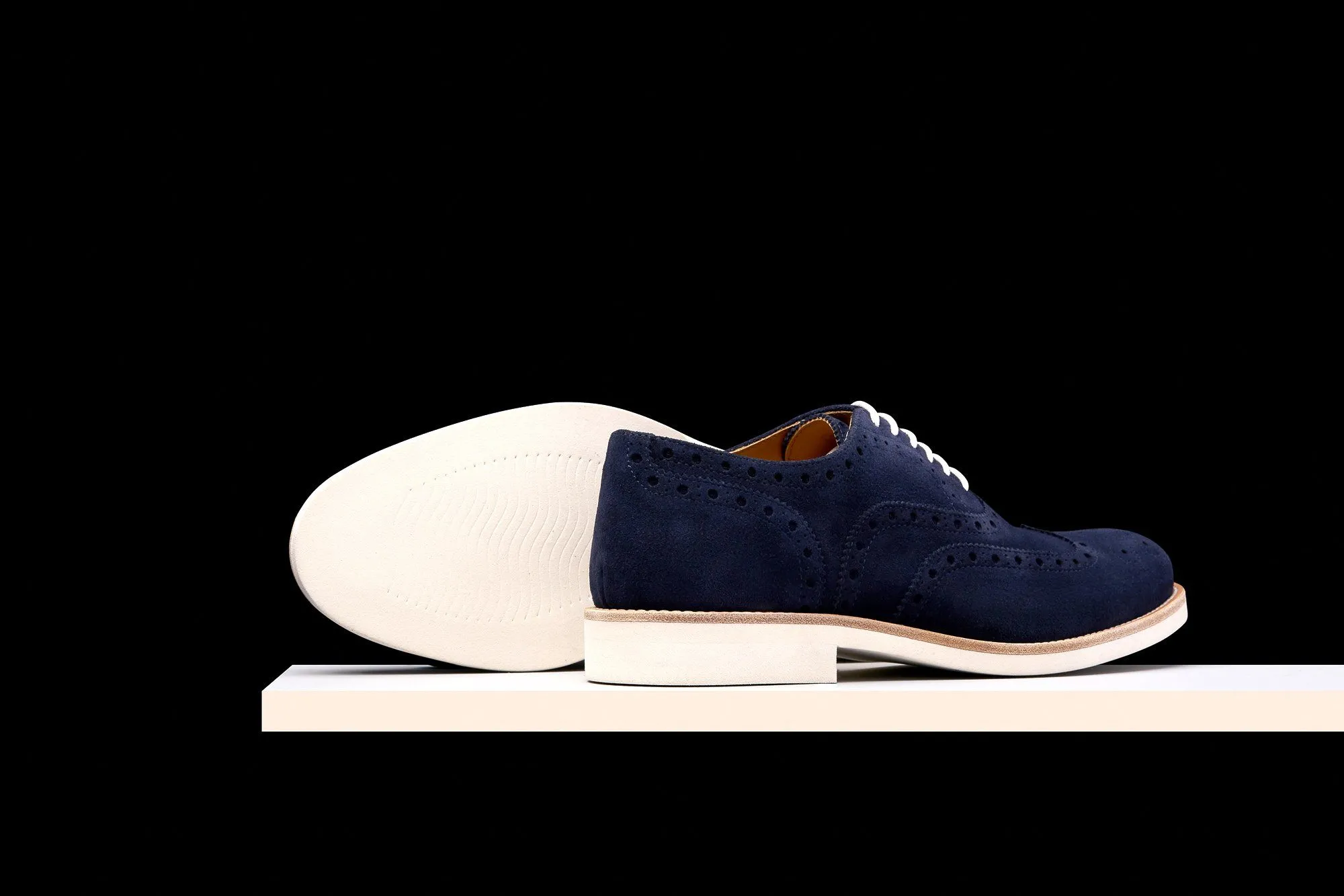 Mens Blue & White Suede Wingtip Dress Shoes