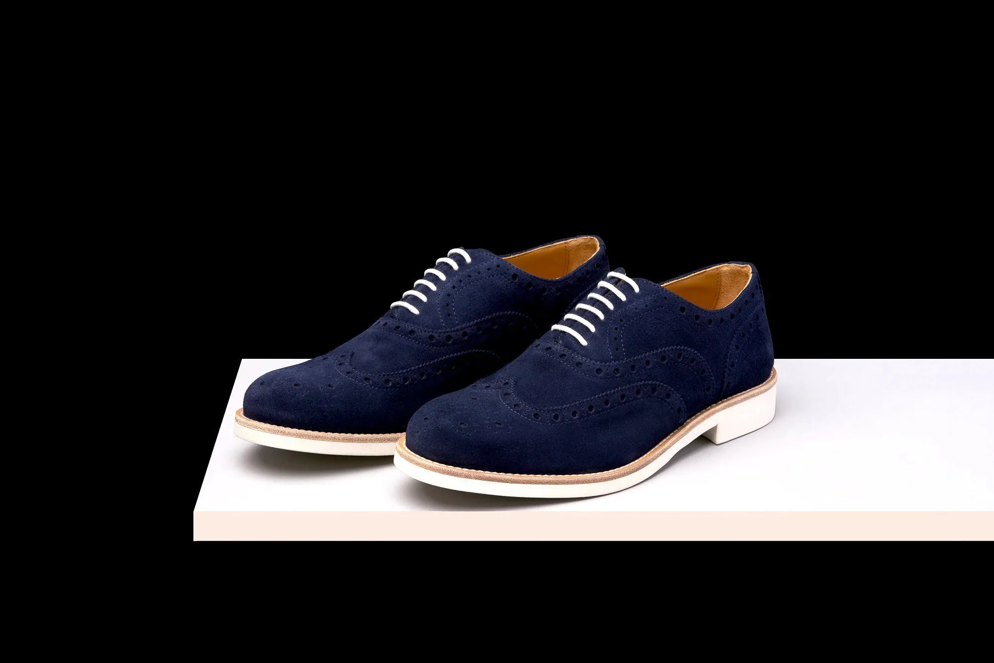 Mens Blue & White Suede Wingtip Dress Shoes