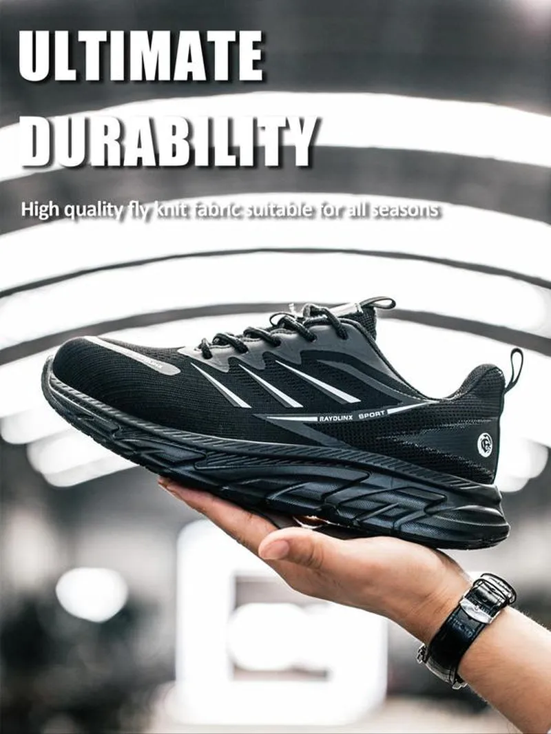 Men'S Casual Lace up Low Top Safety Shoes, Mens Sneakers, Breathable Lightweight Comfortable Anti-Smash and Anti-Puncture Shoes for Work, Anti-Slip Athletic Shoes for Men