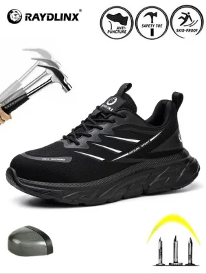 Men'S Casual Lace up Low Top Safety Shoes, Mens Sneakers, Breathable Lightweight Comfortable Anti-Smash and Anti-Puncture Shoes for Work, Anti-Slip Athletic Shoes for Men