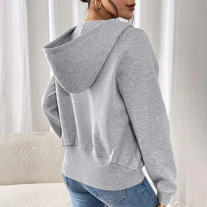 METAVERSMALL 2025  long-sleeved casual hoodie autumn and winter new velvet thickened solid color pullover sweater top