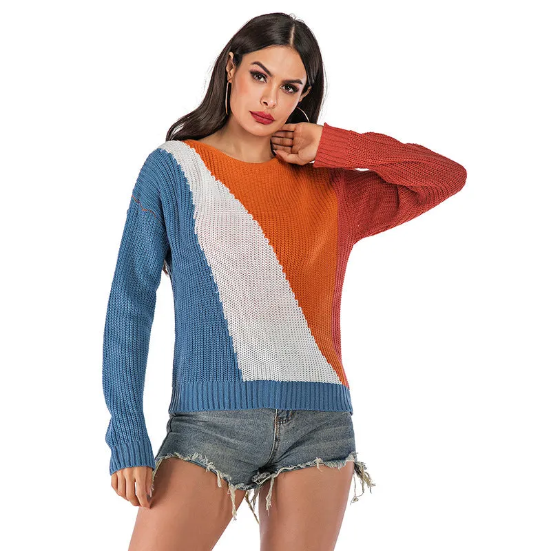 METAVERSMALL 2025  women's clothing New autumn and winter sweater loose cardigan contrasting colors women wearing long-sleeved knitted sweaters on both sides