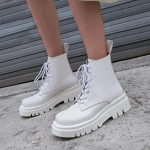 Minimalist Lace-up Ankle Boots