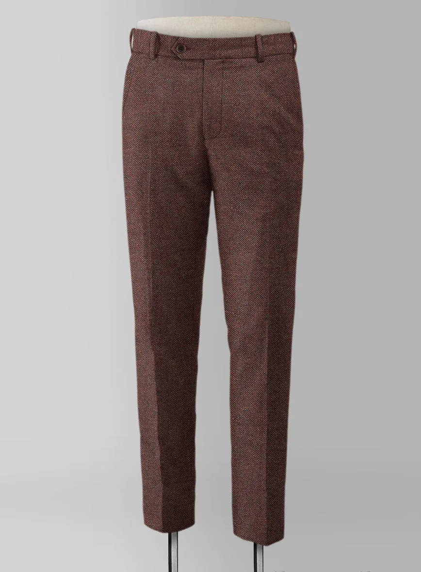 Mute Wine Herringbone Tweed Pants