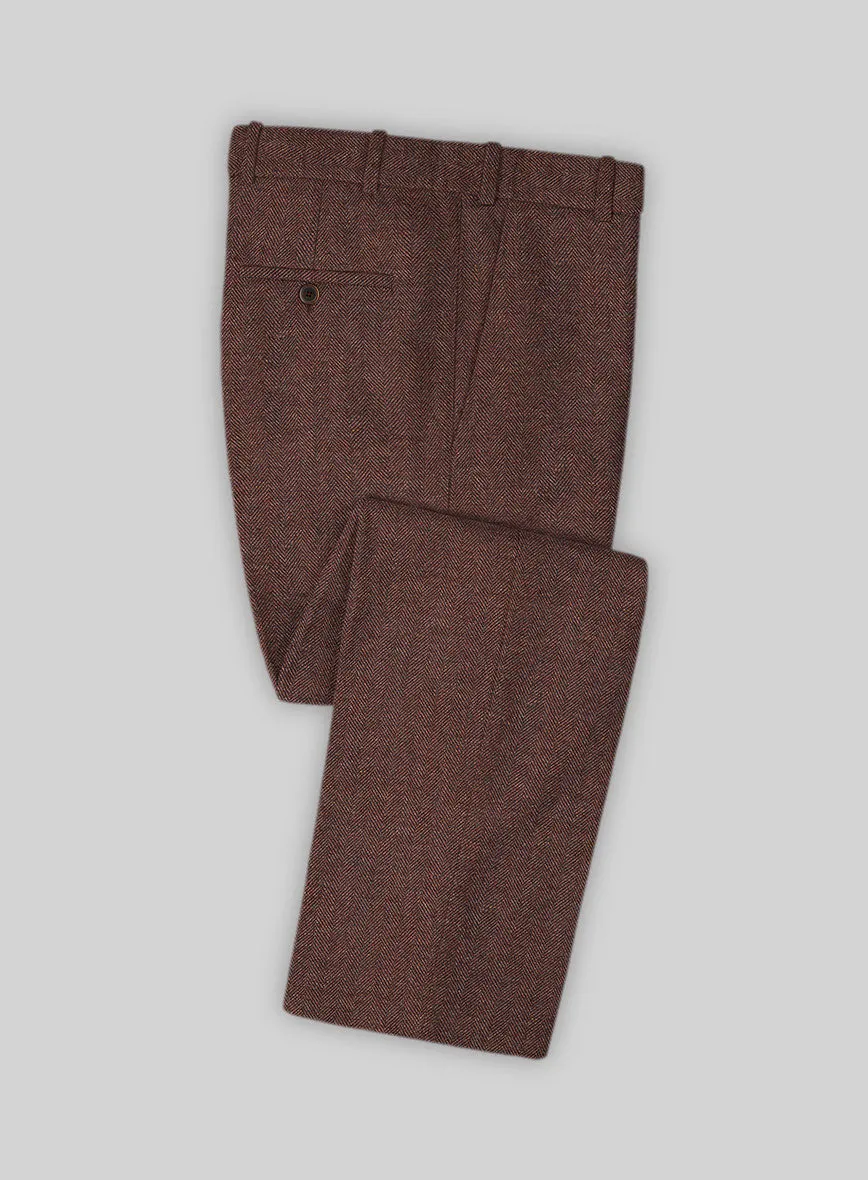 Mute Wine Herringbone Tweed Pants