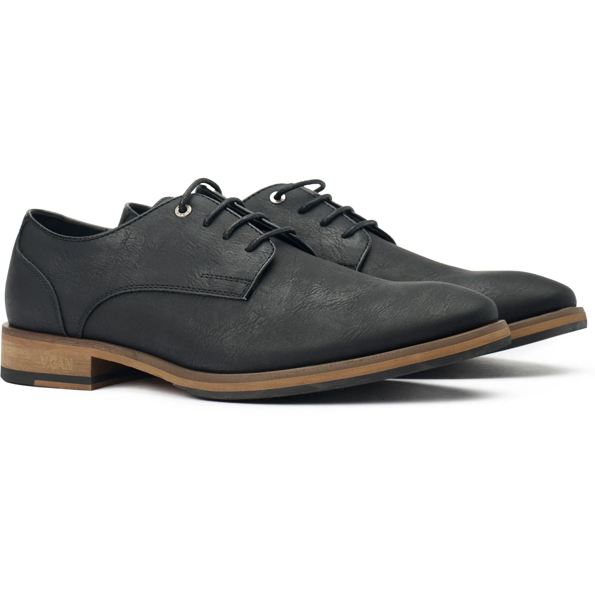 Oatmeal 2 Men's Vegan Leather Derby Shoes | Black