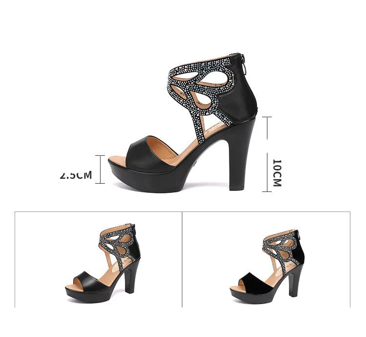 Open Toe Rhinestone Elegant Women Party High Heels