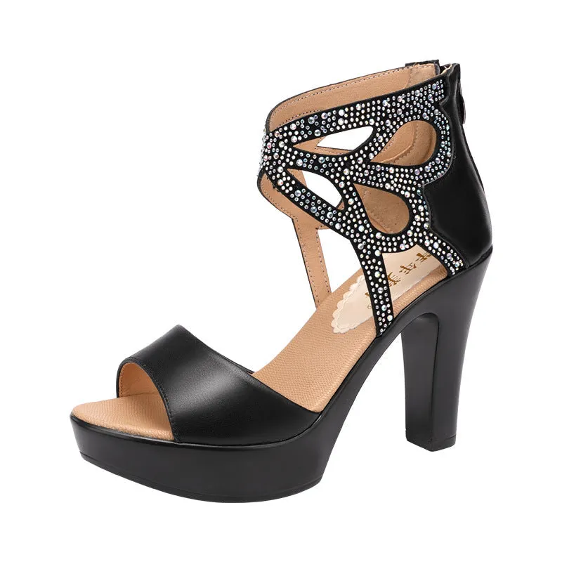 Open Toe Rhinestone Elegant Women Party High Heels