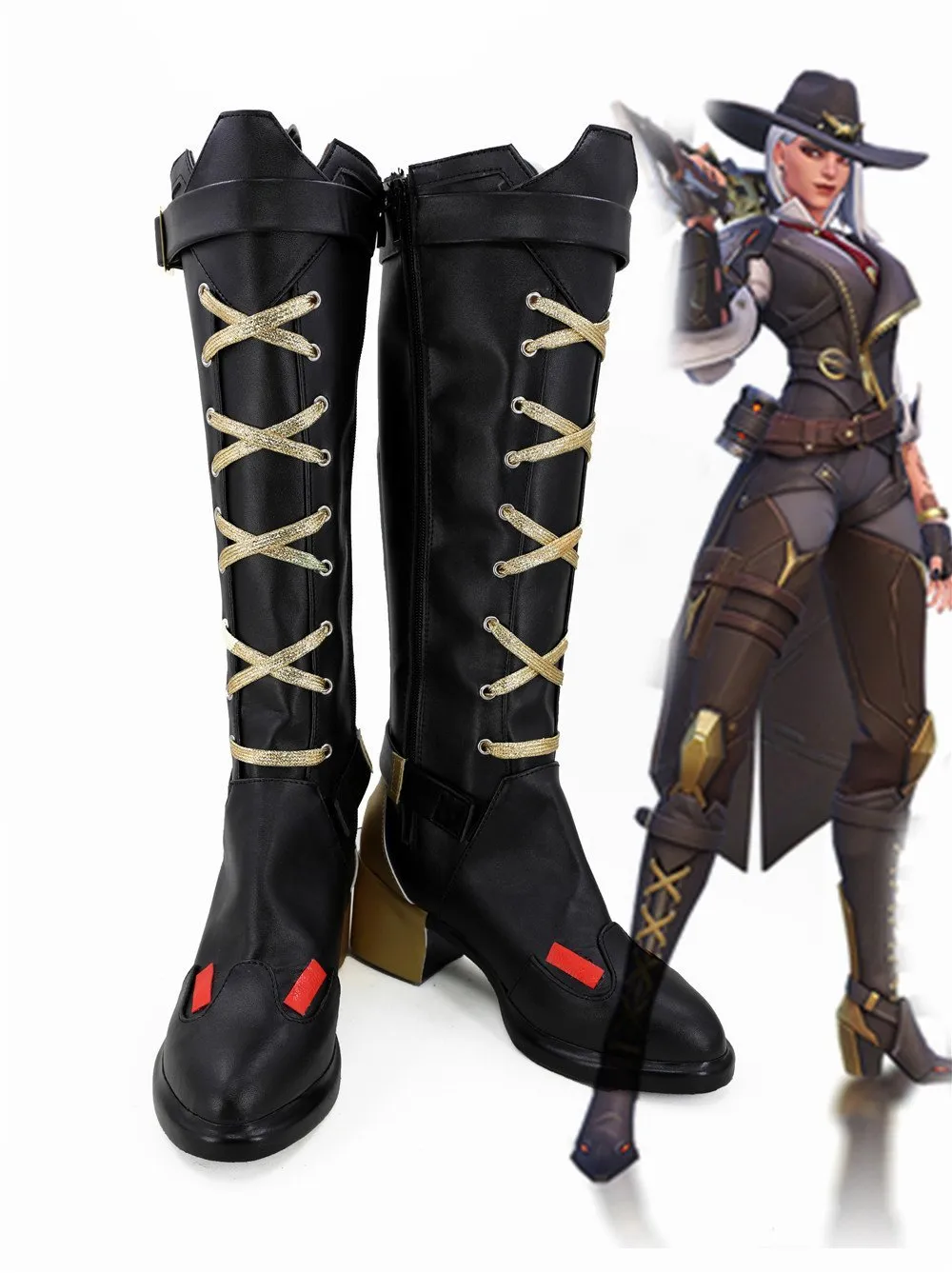 Overwatch Ashe Elizabeth Caledonia Cosplay Shoes Boots