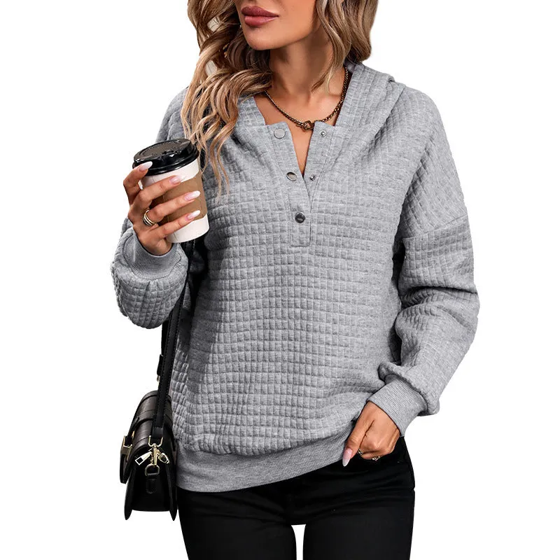 PEOPLETERRITORY Europe, America and New autumn waffle new long-sleeved autumn and winter loose sweater casual women's top