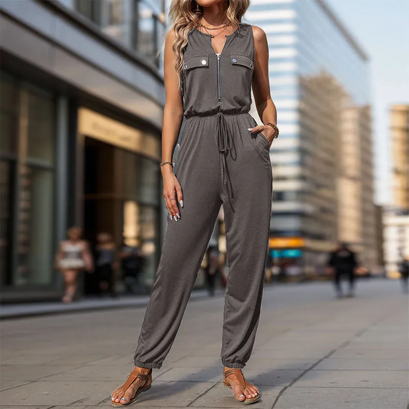 PEOPLETERRITORY New Hot Trade Jumpsuit New New  Summer Women's Clothing Black Sleeveless  Jumpsuit