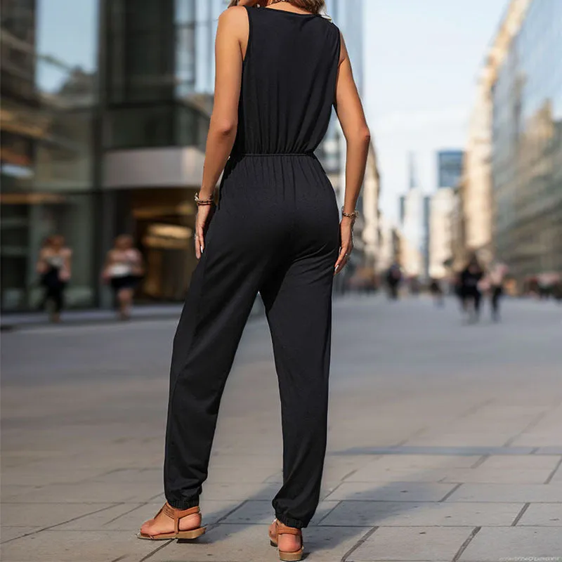 PEOPLETERRITORY New Hot Trade Jumpsuit New New  Summer Women's Clothing Black Sleeveless  Jumpsuit