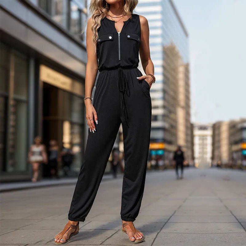 PEOPLETERRITORY New Hot Trade Jumpsuit New New  Summer Women's Clothing Black Sleeveless  Jumpsuit