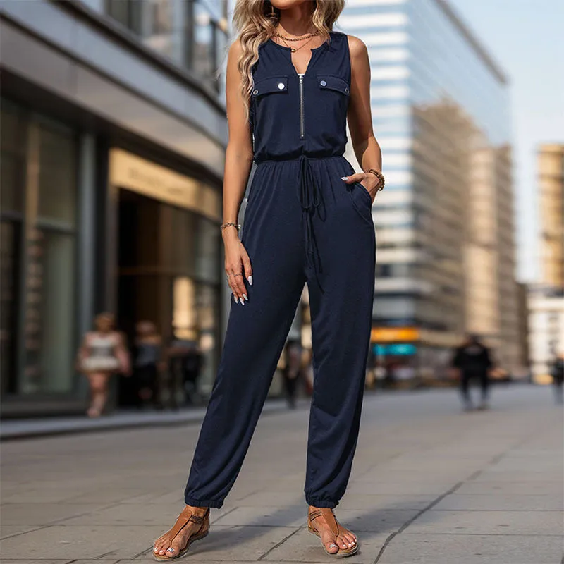 PEOPLETERRITORY New Hot Trade Jumpsuit New New  Summer Women's Clothing Black Sleeveless  Jumpsuit