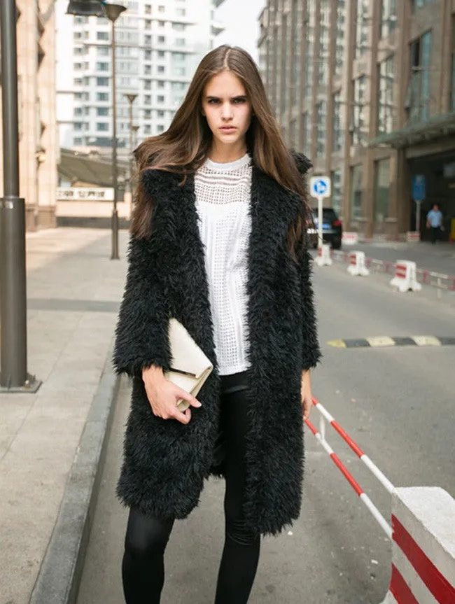 PEOPLETERRITORY winter new lamb wool coat women's New lapel woolen medium and long coat cotton coat