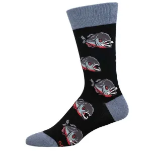 Piranha (Black) Crew Socks L/XL