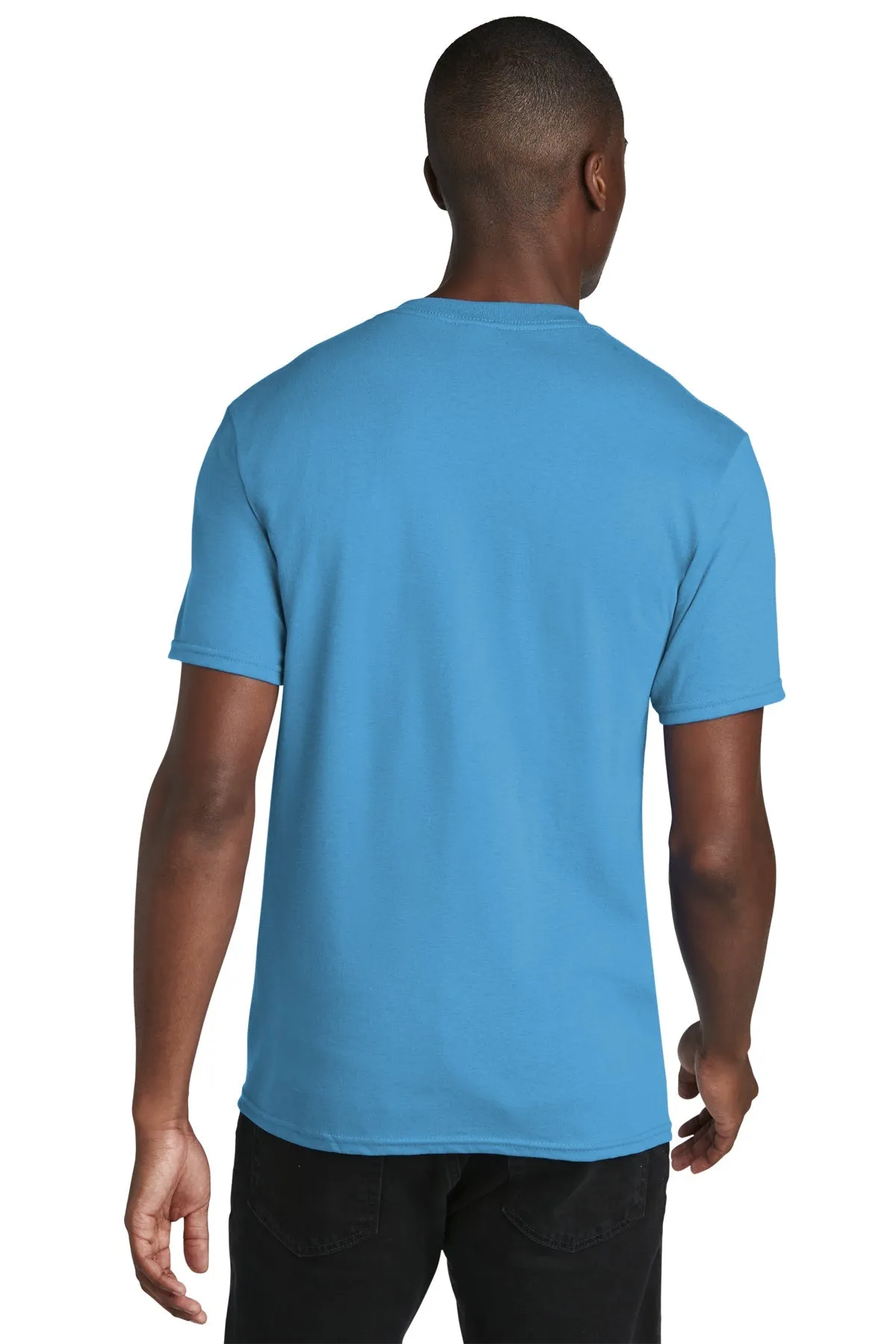 Port & Company Core Cotton Branded V-Neck Tee's, Aquatic Blue