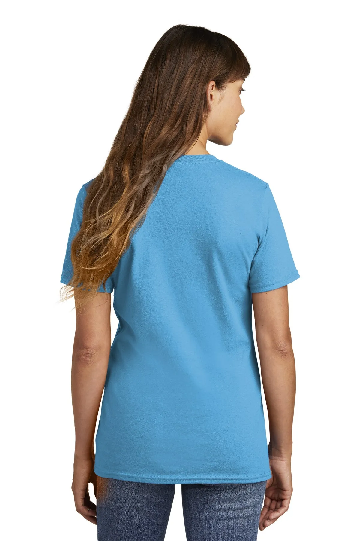 Port & Company Ladies Custom Core Cotton Tee's, Aquatic Blue