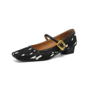 Pre Order:  Shallow Mouth Polka Dot Buckle Strap Shoes