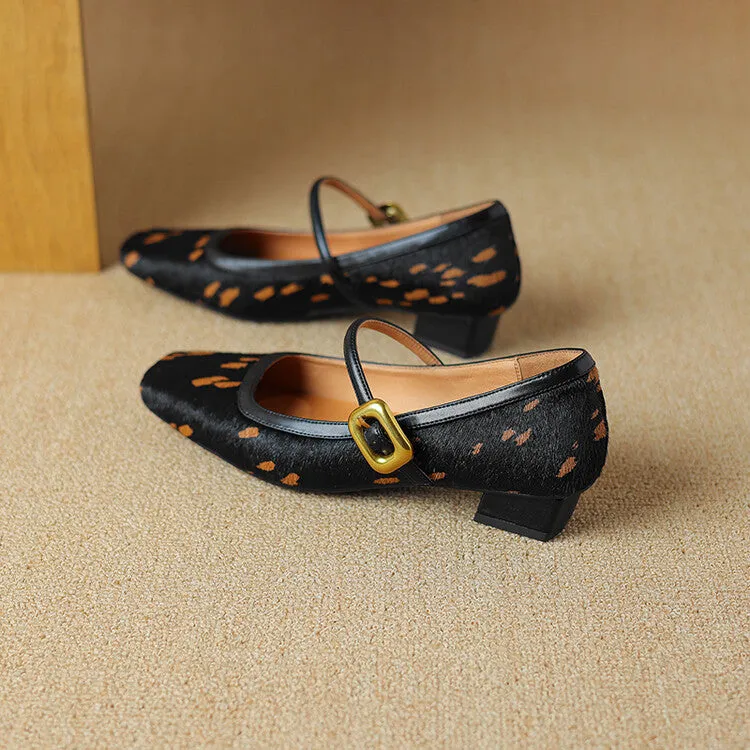 Pre Order:  Shallow Mouth Polka Dot Buckle Strap Shoes