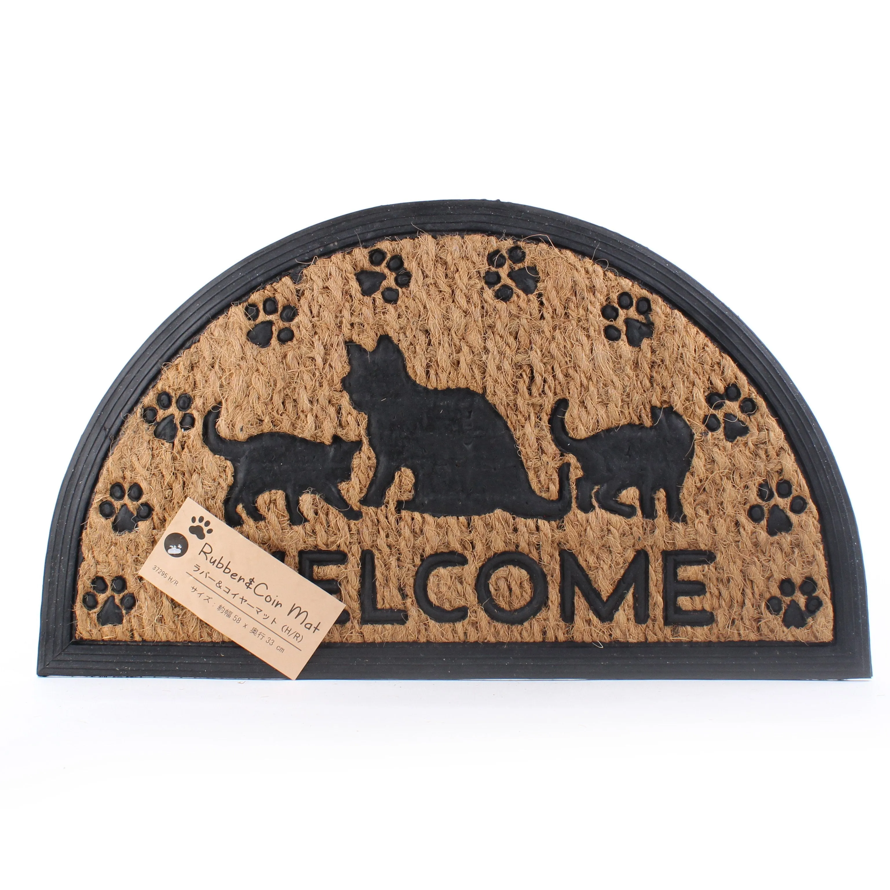 "Welcome" Cat Semicircle Coir Door Mat