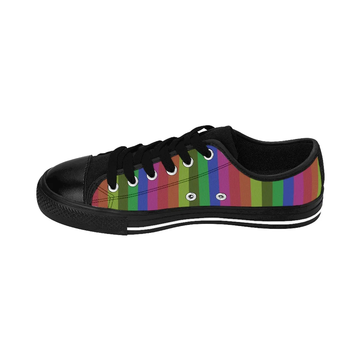 Rainbow Stripe Men's Sneakers, Low Top Sneakers Running Shoes For Men (US Size: 6-14)