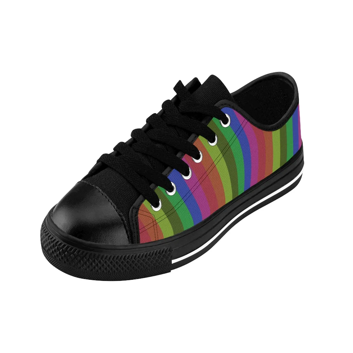 Rainbow Stripe Men's Sneakers, Low Top Sneakers Running Shoes For Men (US Size: 6-14)