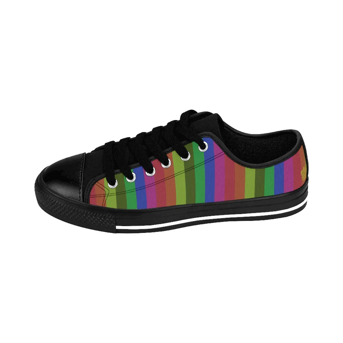 Rainbow Stripe Men's Sneakers, Low Top Sneakers Running Shoes For Men (US Size: 6-14)