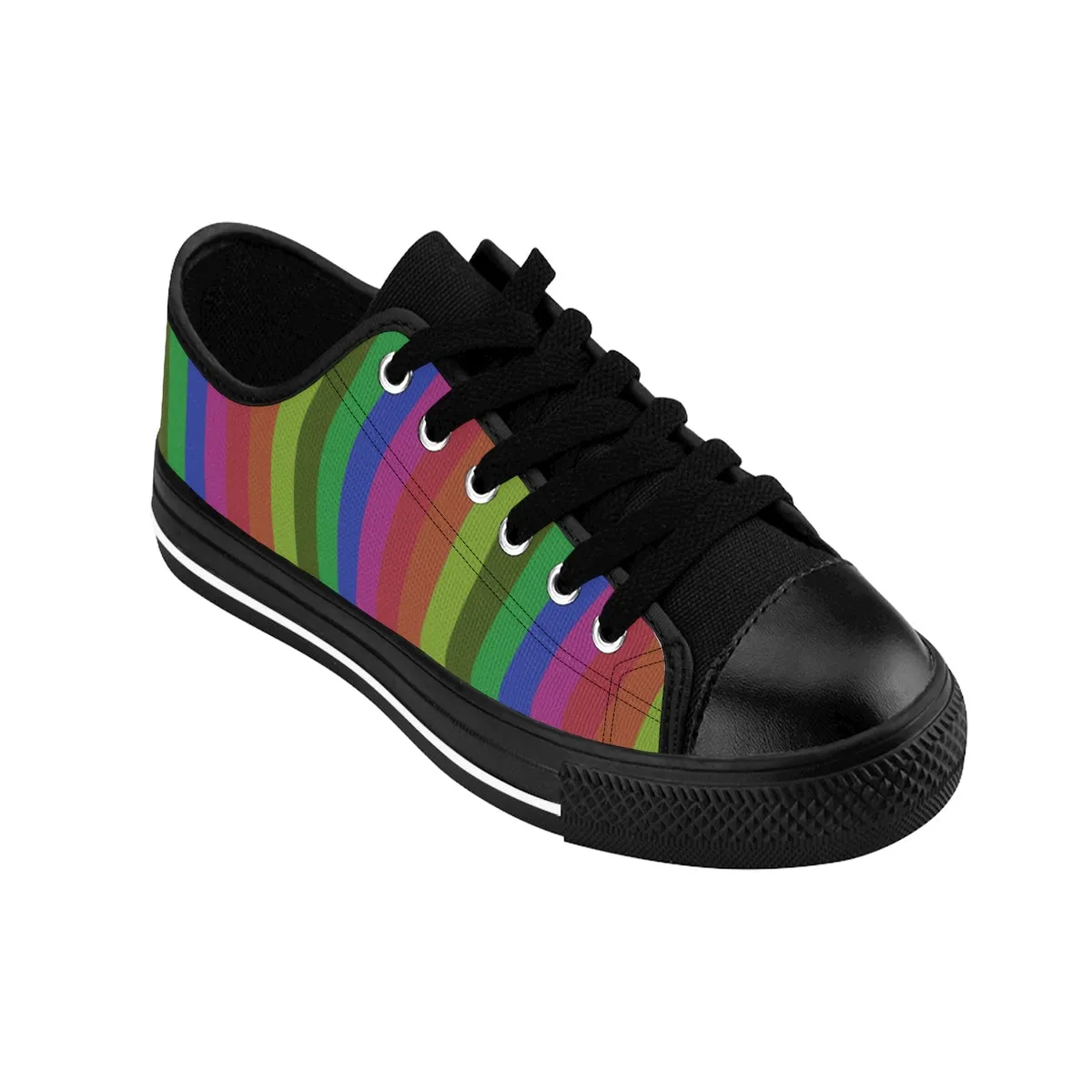 Rainbow Striped Ladies Tennis Shoes, Gay Pride Women's Low Top Sneakers Running Shoes(US Size: 6-12)