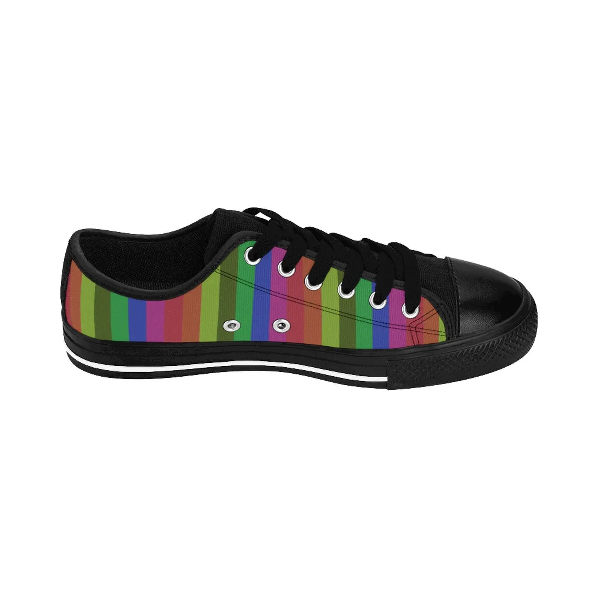 Rainbow Striped Ladies Tennis Shoes, Gay Pride Women's Low Top Sneakers Running Shoes(US Size: 6-12)