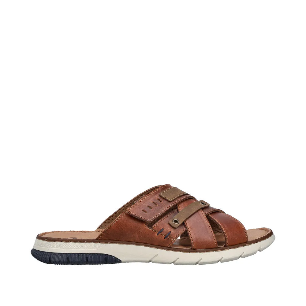 Rieker 25292-24 Mens Cognac Leather Slider Sandals