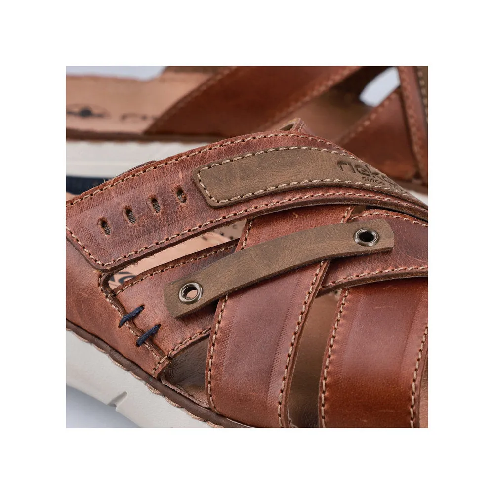 Rieker 25292-24 Mens Cognac Leather Slider Sandals