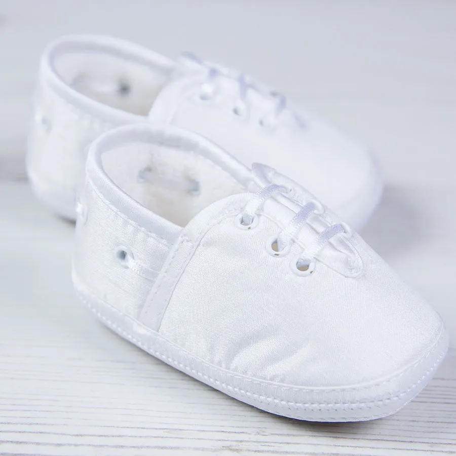 Sarah Louise Boys Christening Shoes - White 004402