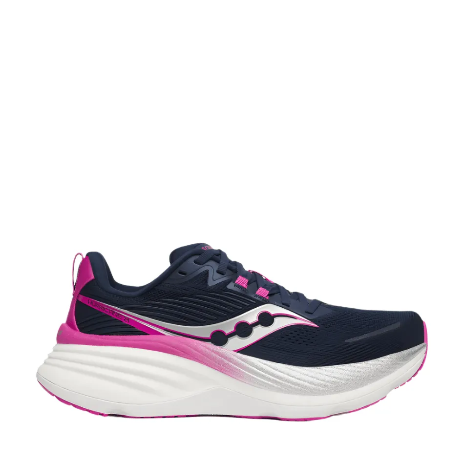 Saucony Women's Hurricane 24 Running Shoes in Navy/Fuchsia SS25