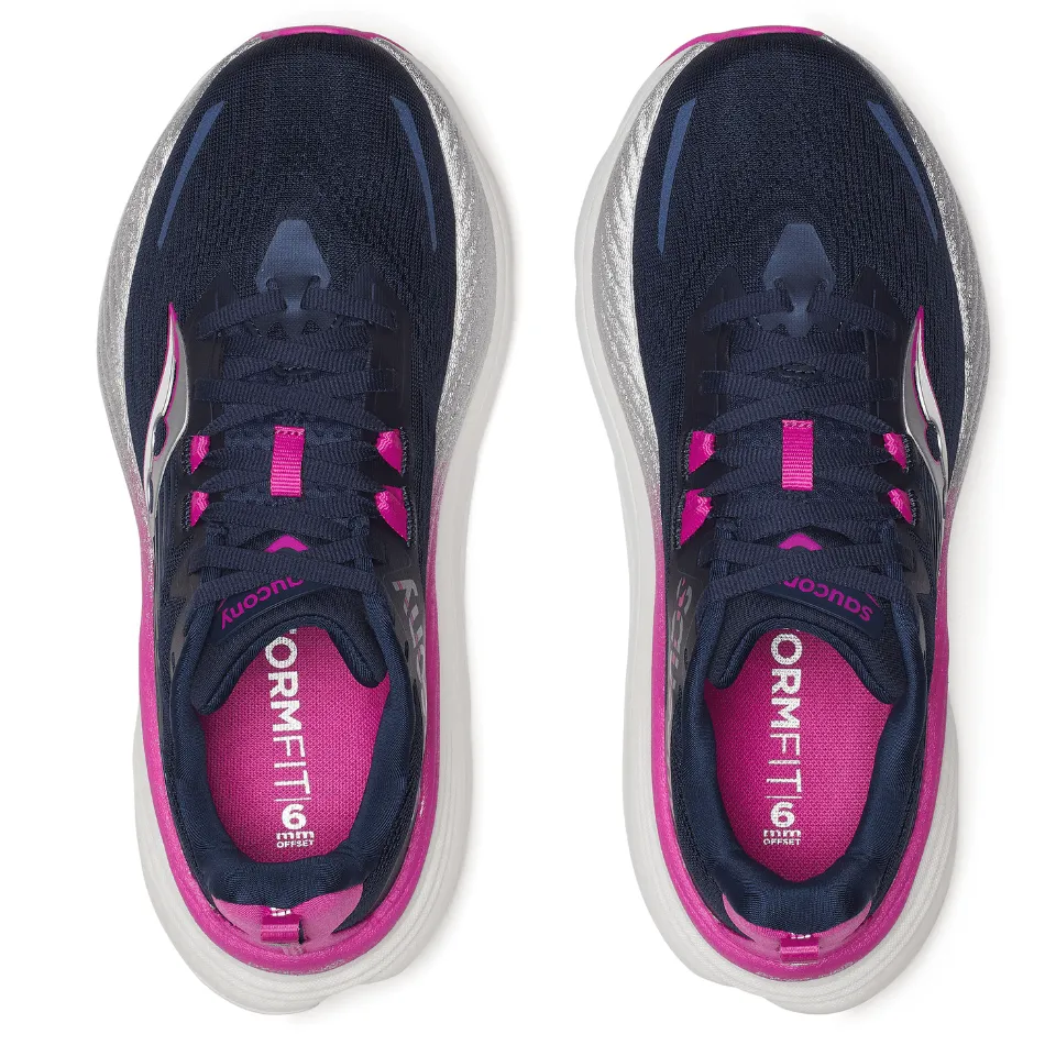 Saucony Women's Hurricane 24 Running Shoes in Navy/Fuchsia SS25