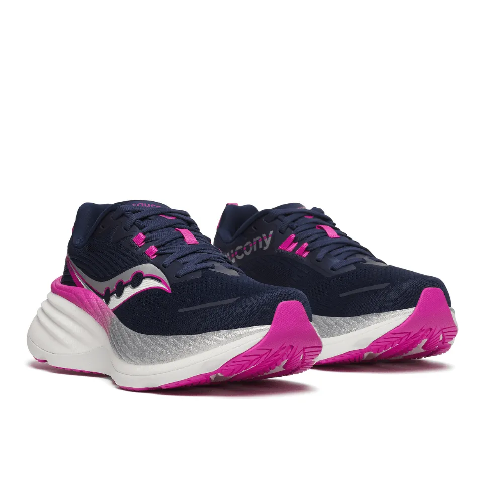 Saucony Women's Hurricane 24 Running Shoes in Navy/Fuchsia SS25