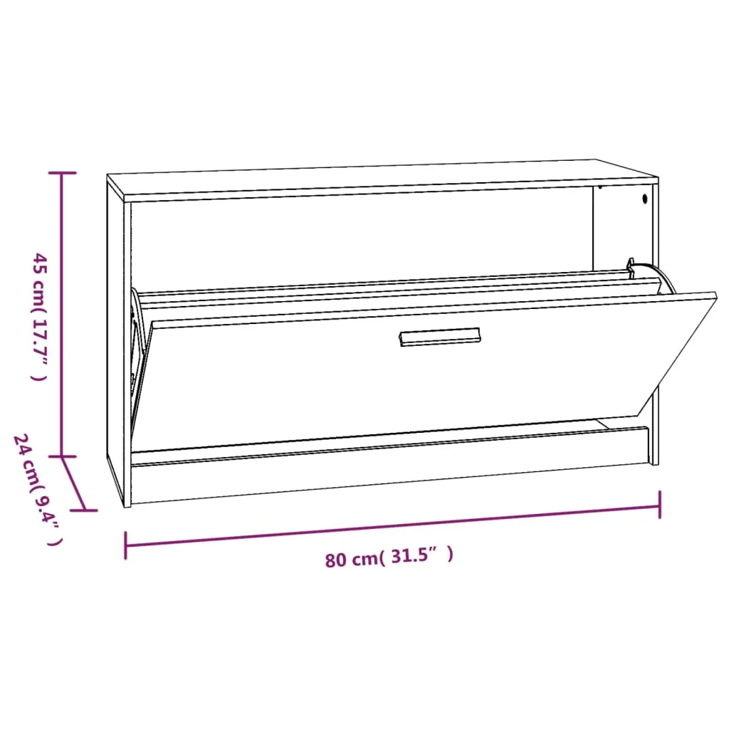 Shoe Bench Black 80x24x45 cm Engineered Wood