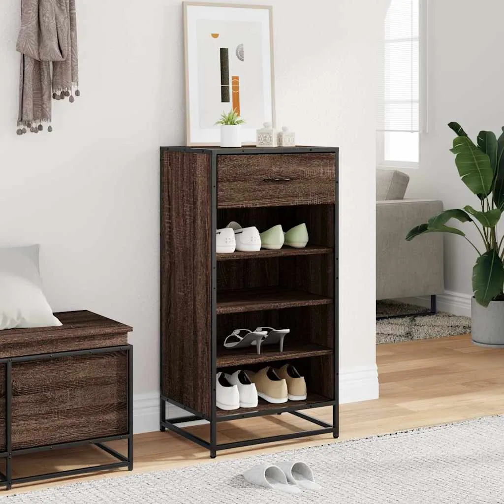 Shoe Rack Brown Oak 48x38x97.5 cm Engineered Wood