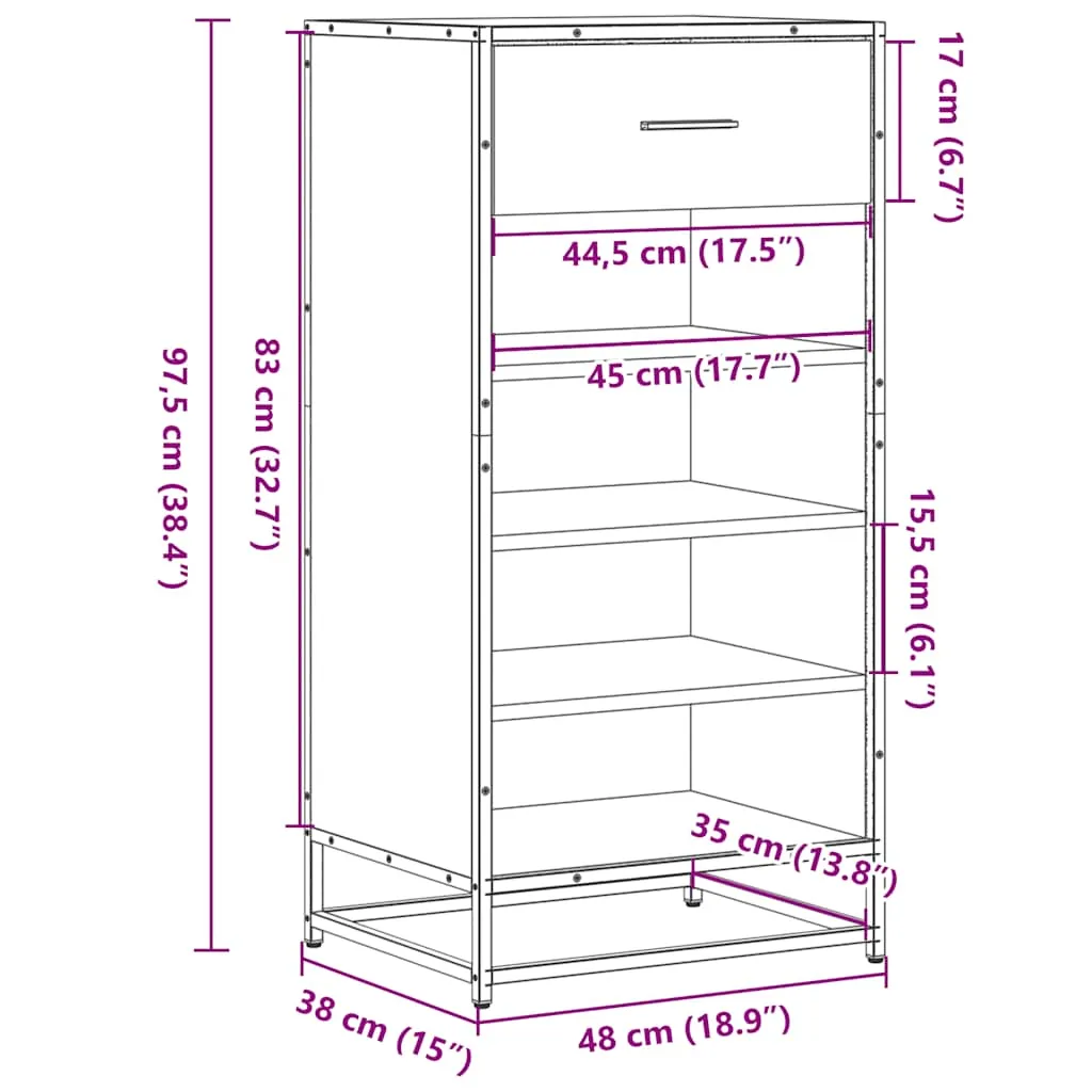 Shoe Rack Brown Oak 48x38x97.5 cm Engineered Wood