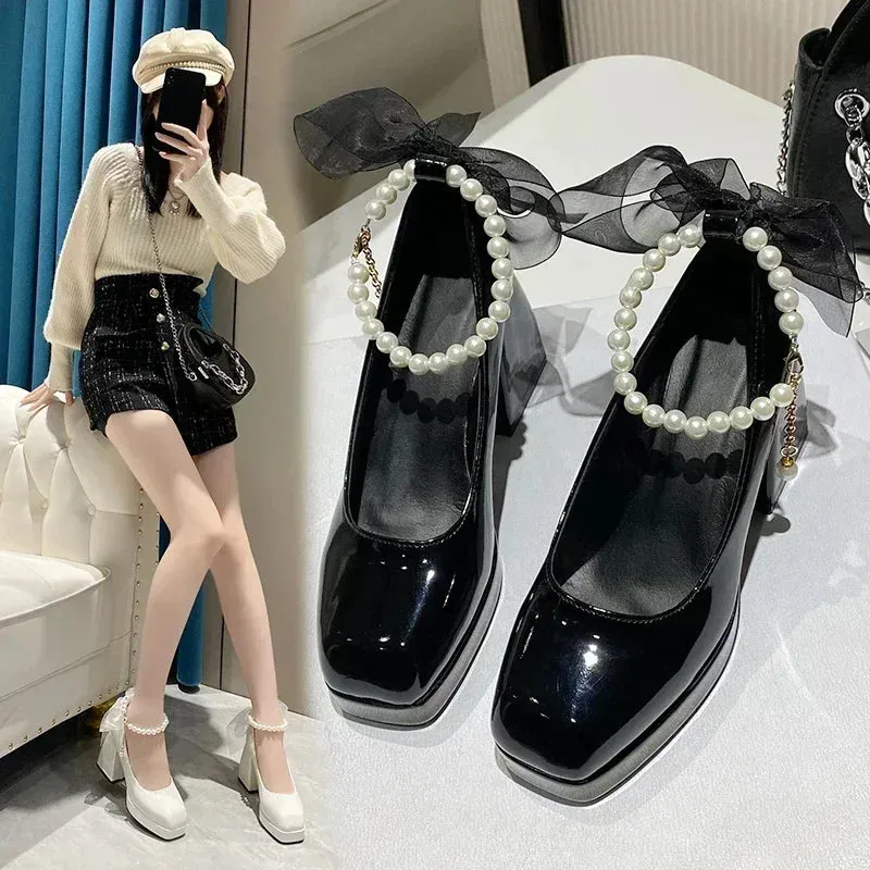 Shoes for Women High Heels Mary Jane Shoes Pumps New Ladies White Women Heels Platform Shoes Women's Heels Zapatos De Mujer