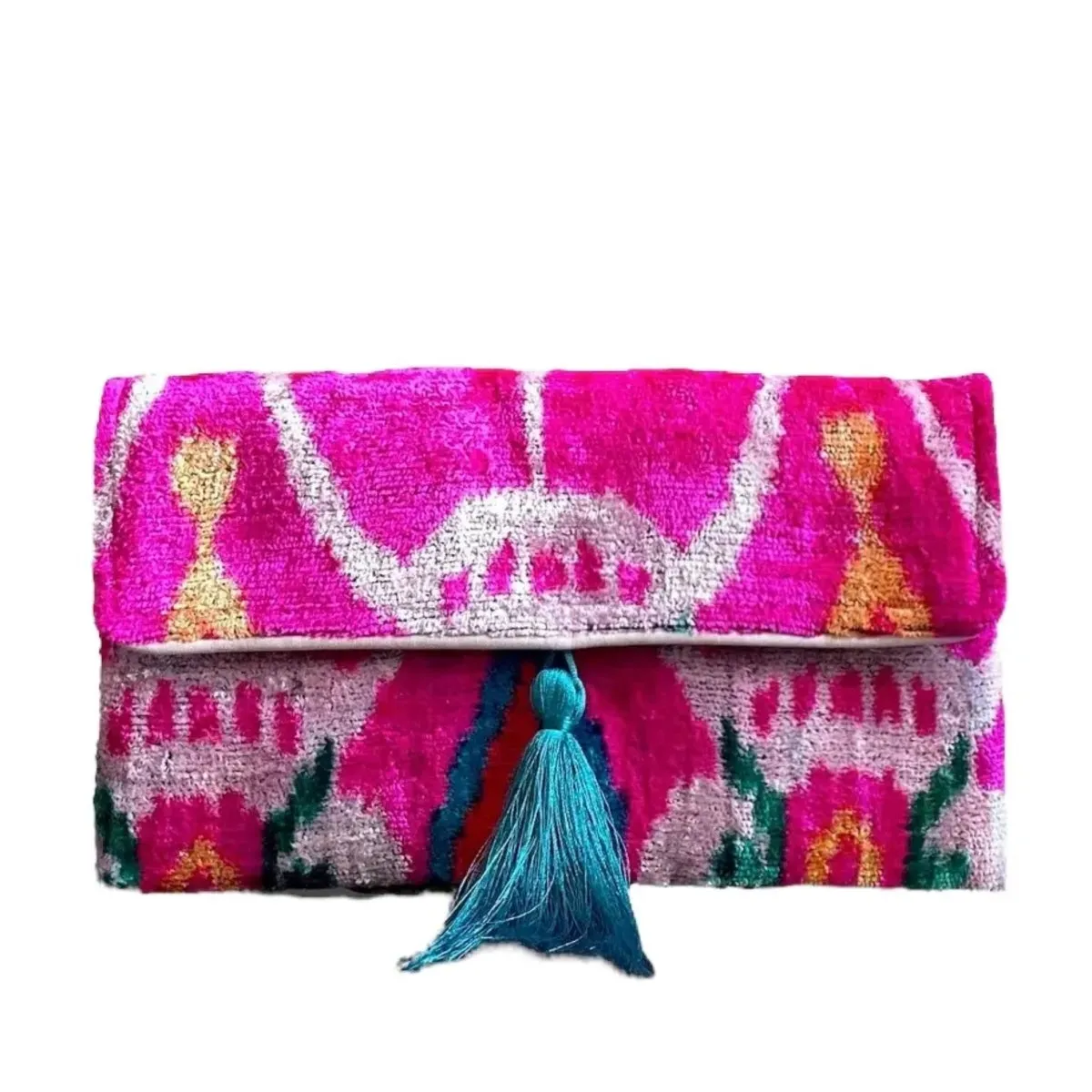 Silk Velvet Ikat Clutch