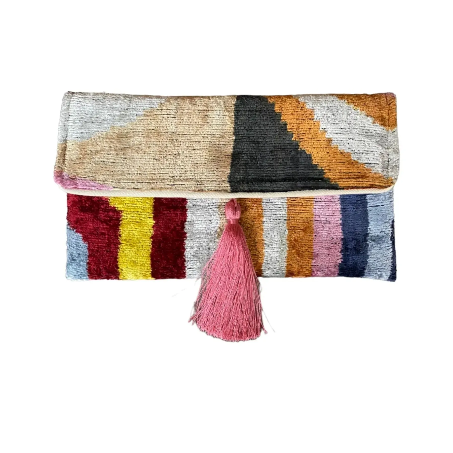 Silk Velvet Ikat Clutch